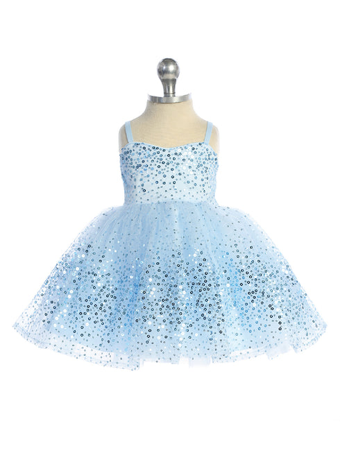 Baby Girls Sky Blue Spaghetti Strap Sequin Tulle Flower Girl Dress 6-24M - SophiasStyle.com